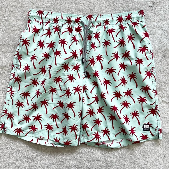 TOM & TEDDY PALM TREE PRINT SWIM TRUNKS SIZE XXL Trendy Stylish Beach Pool - Picture 7 of 7
